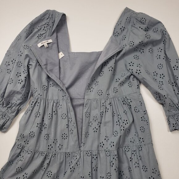 Madewell Eyelet Lizzie Babydoll Dress in Blue Horizon Women's Size 0 [NE734] NWT - Picture 13 of 16